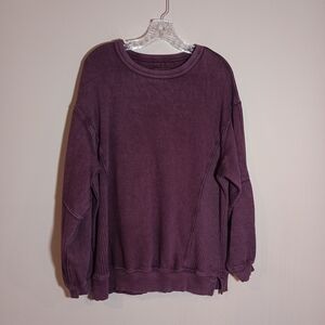Aerie Tres Chic Sweatshirt in Cool Berry Size S Oversized Fit